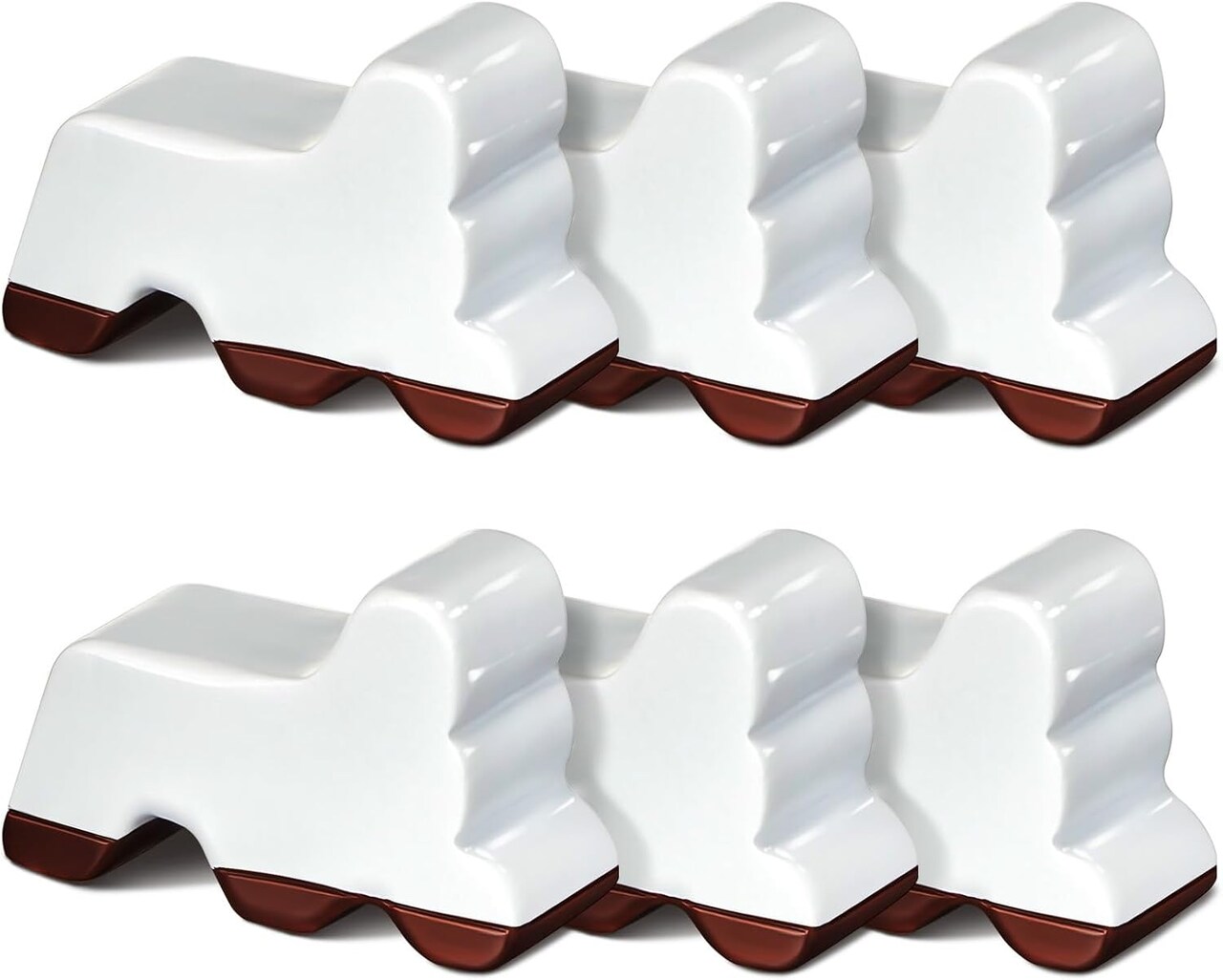 6-Pack Resin Garden Pot Feet – 3" Long x 1.5" Tall Plant Risers for 14-20" Pots, Frost-Proof Flower Pot Elevators for Outdoor and Indoor Planters (White, Classic)